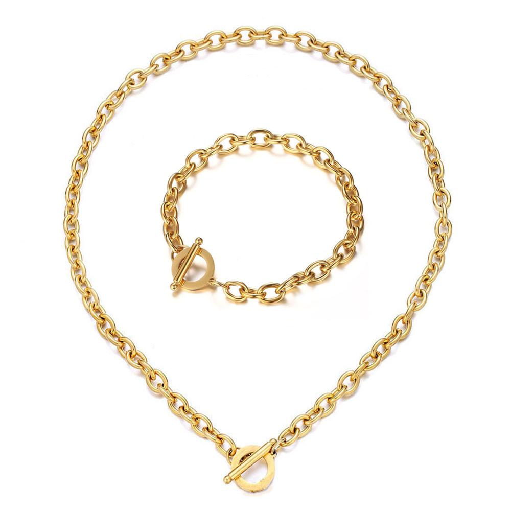 New Style Stainless Steel Toggle Jewelry Sets For Men Women Link Chain Bracelet And Necklaces Set