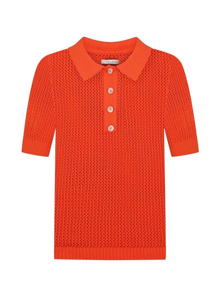 Women's 2025 Summer See-Through Short-Sleeve Knitted Top with Turn-Down Collar