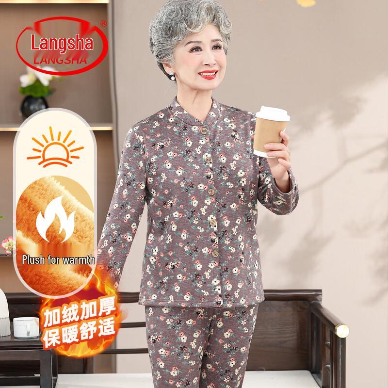 

LangSha Women s Floral Thermal Cardigan Set 4XL