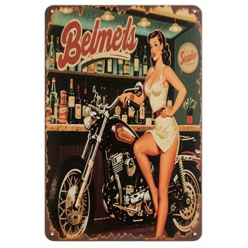 Pin-Up Girl Metal Sign, Retro Wall Art Decor