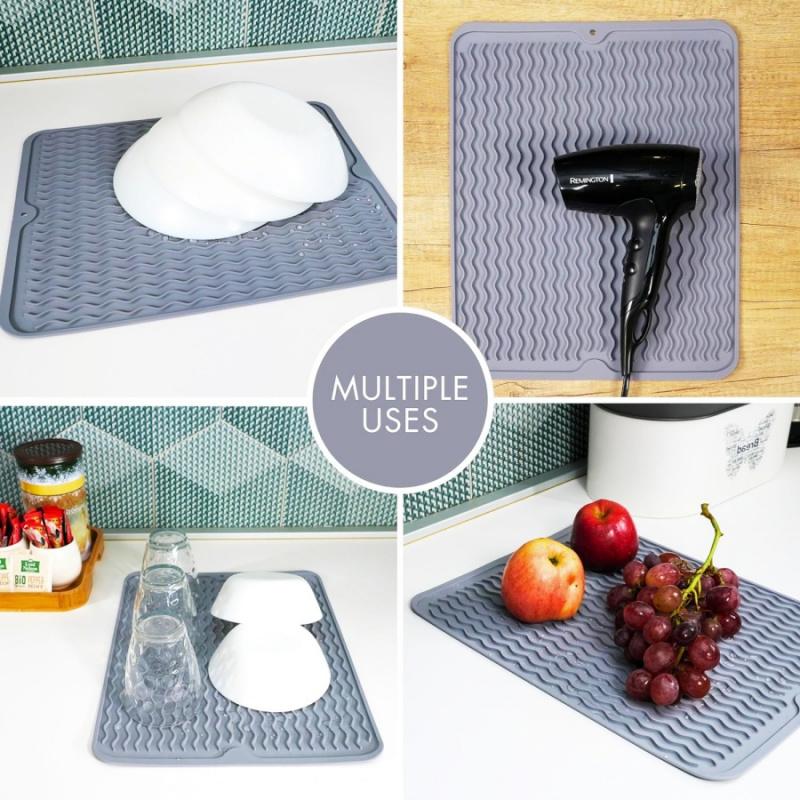 1PCKitchen Draining Mat Silicone Heat Insulation Mat Countertop Stove Mat Anti-scald Mat Tableware Dish Drying Mat