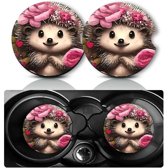 Car Coasters for Cup Holders,2 PCS Universal Non-Slip Black Leopard Print Car Coasters,2.75" Rubber Mat,Leopard Cars Accessories Cup Drink Holder