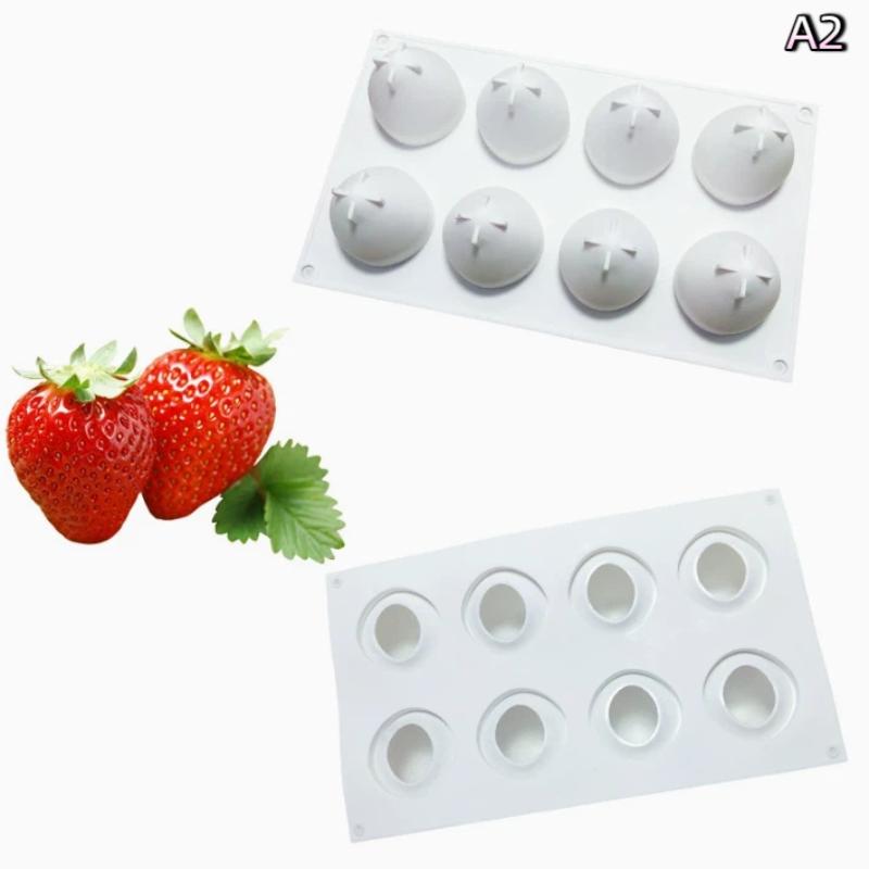 .1pc Silicone Baking Molds For Strawberry Fruit Dessert Mousse Mold Silicone Cake Mold Cake Decorations Reusable Making Moulds