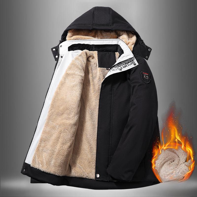 

Зимняя одежда с хлопковой подкладкой Мужские куртки Осень и зима Большие размеры Утолщенные и набивные куртки с хлопковой подкладкой Зимняя одежда с хлопковой подкладкой L чёрный