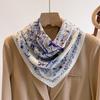 Idyllic Cotton and Linen Small Floral Silk Scarf 71 Small Square Scarf Women's Thin Scarf Shawl Linen Headscarf Versatile Shirt