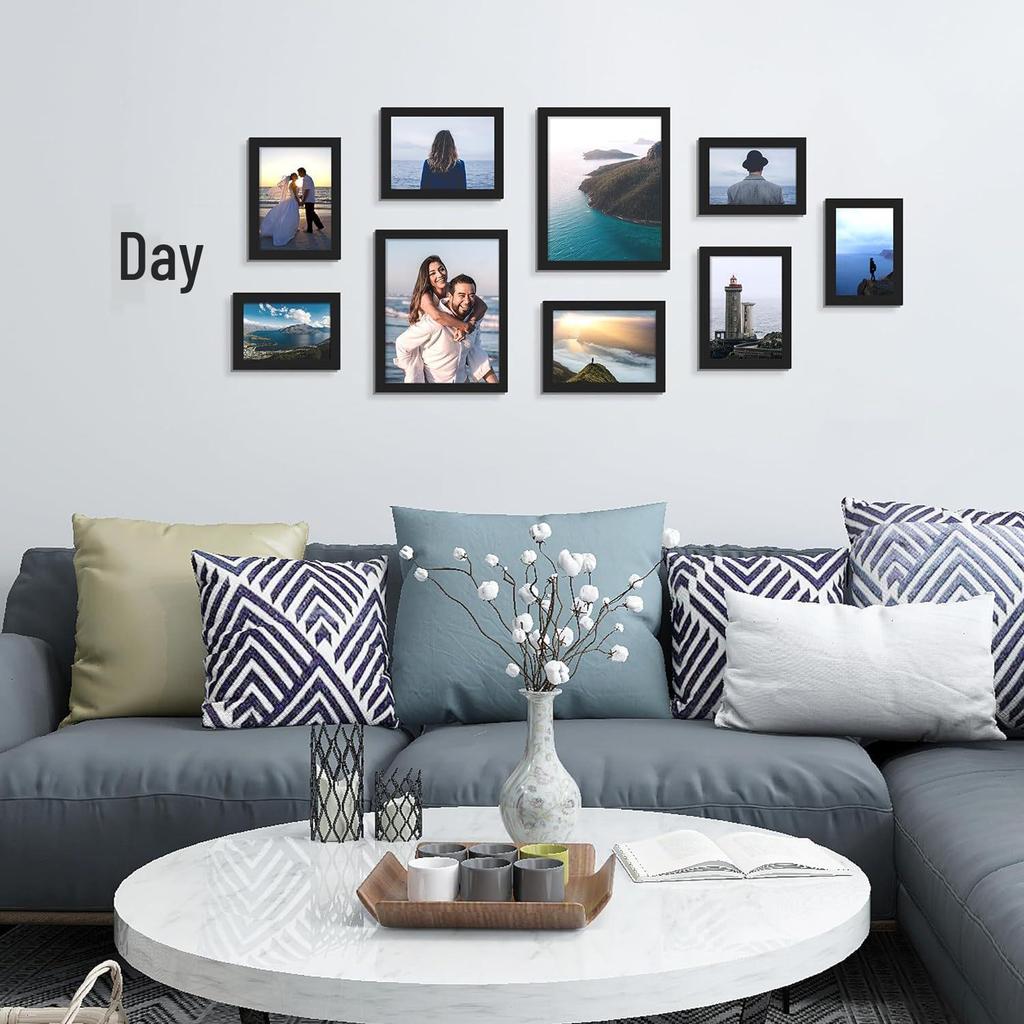 10-Piece Photo Frame Wall Set: 6-inch, 7-inch, 8-inch, 10-inch Frames