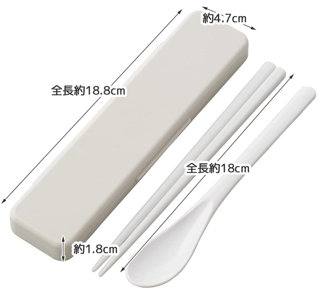 Skater Chopsticks and Spoon Combo Bento Adult Silent Silicone Made in Dull Set, 18cm, Antibacterial, Box, Size, Cushions, Japan, Gray, 18cm,