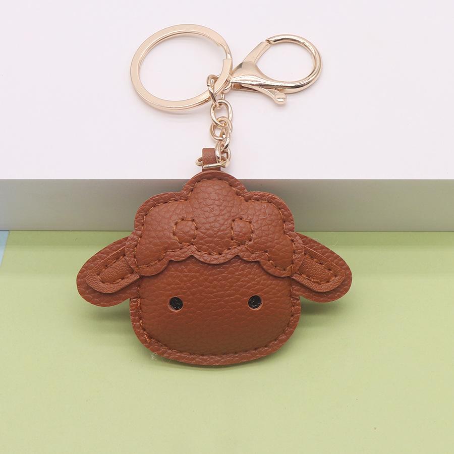 Yogodlns Cute Cartoon Sheep Design Faux Leather Pendant Lightweight Portable Decor Charm for Travel Backpacks Handbags