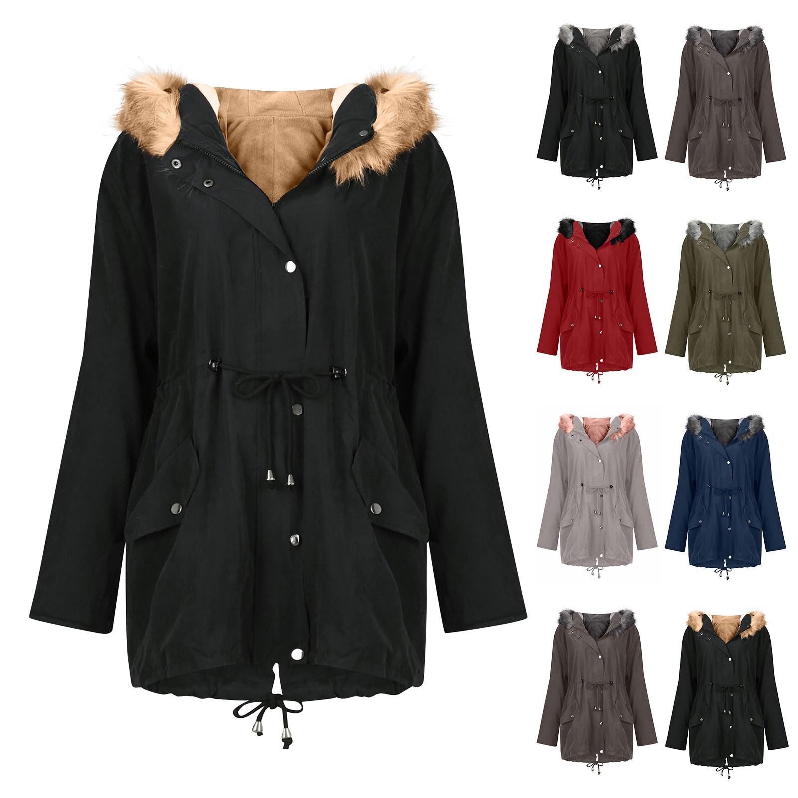 

Women s Casual Coat With Composite Plush And Thickened Loose Pocket Top Coat XL