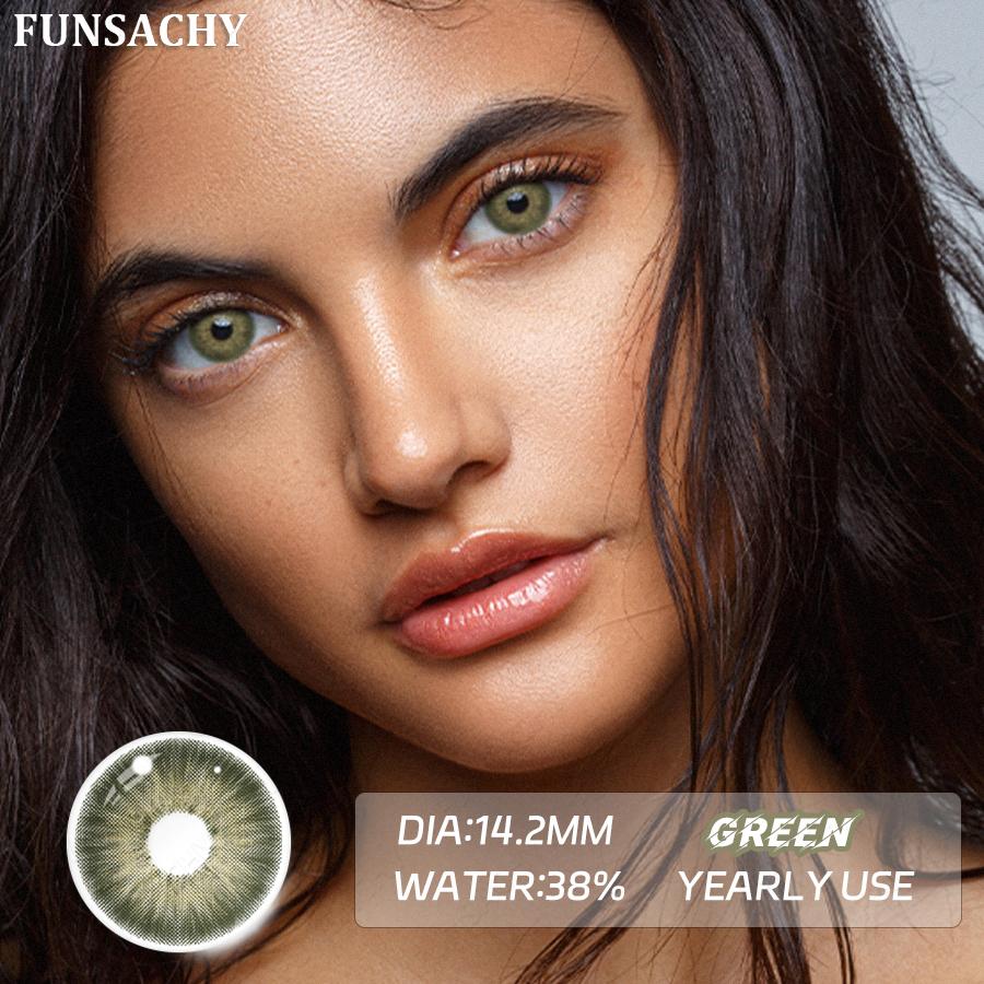 FUNSACHY 1 Pair Coloron Contacts Lens Yearly Use Natural Black Korean Brown Eyes Contact Pupils Cosmetics Fashion Softlen Yearly