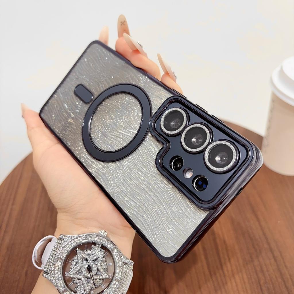 Foreign trade applicable Samsung S26U mobile phone case electroplating magnetic suction S25Plus lens glitter S24FE protective case
