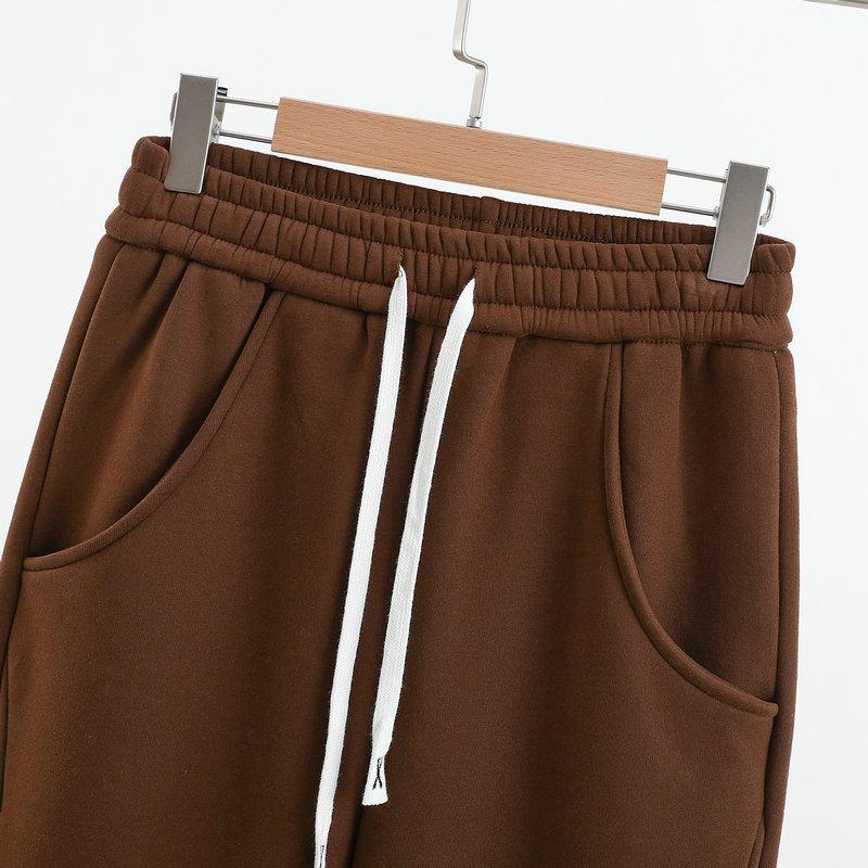 Women's Wide-Leg High Waist Winter Drape Sports Pants with Plush Velvet