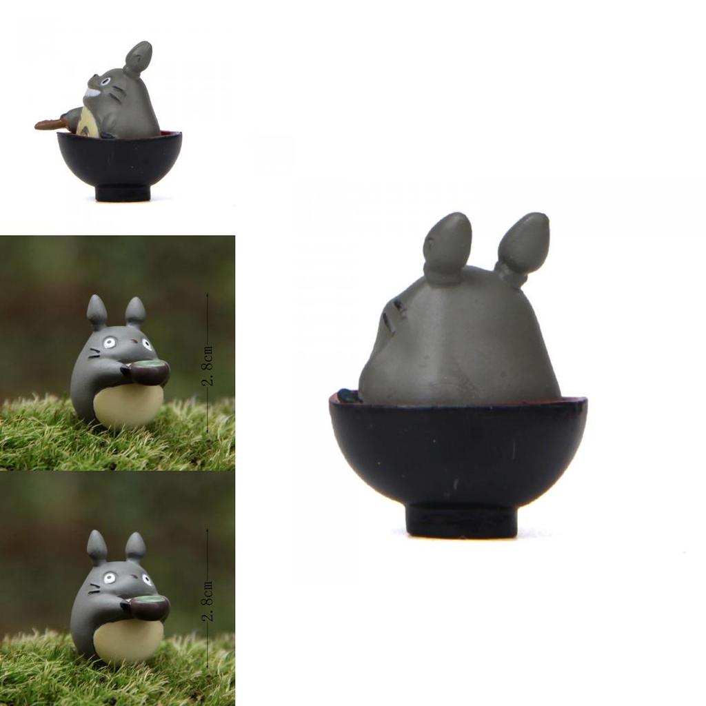 Cute Cartoon Tea Drinking Totoro Mini Model For Garden Decor And Plant Arrangements