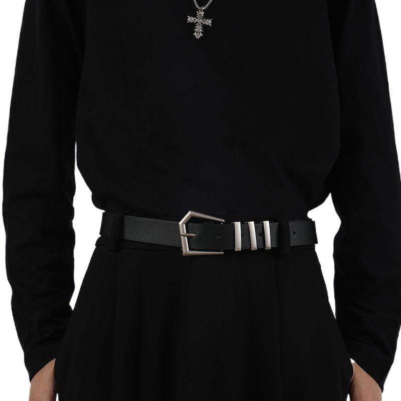 Belt Modern Black With Sophisticated Metal Buckle For Trendy Fashion Everyday