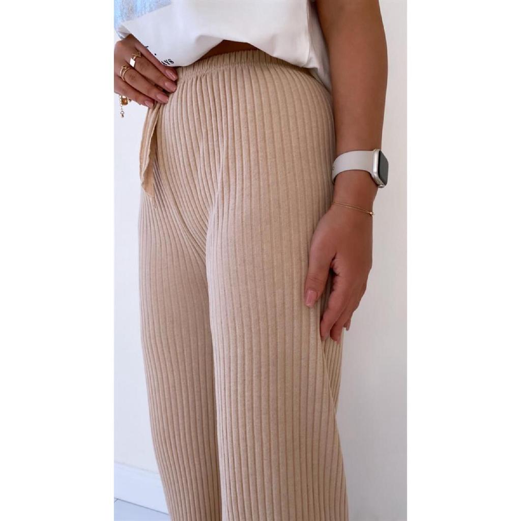 3-piece Smoked - Camel- Black Women's Ribbed Report Trousers