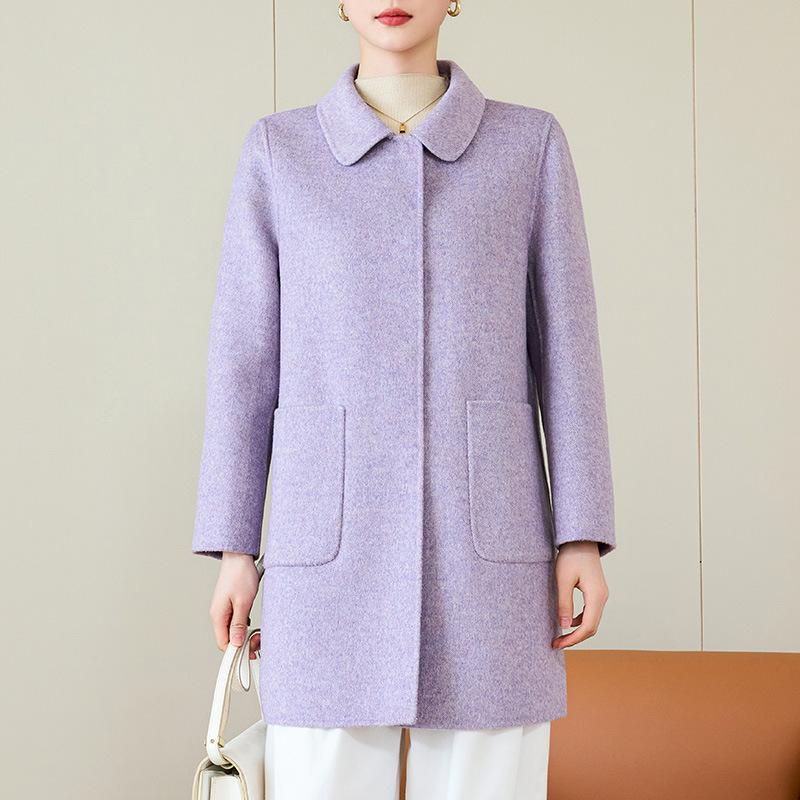 

Осеннее шерстяное пальто тысяча птиц клетка большой размер женская одежда одежда для мамы двустороннее шерстяное женское пальто пальто 3XL (recommended 146-79kg) фиолетовый