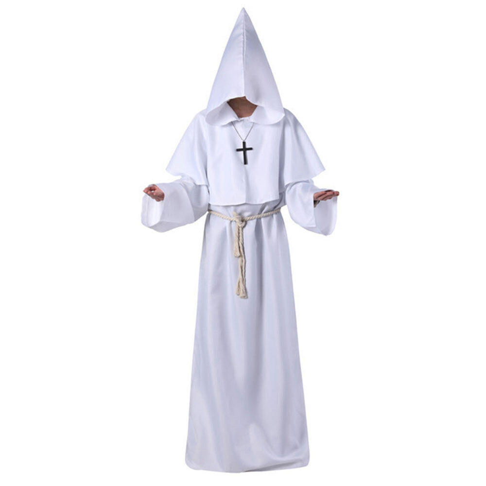 Halloween Decoration Costume Robe Friar Priest Robes Witch Wizard Cloak Cape Party Death Ghost Vampire Devil Demon Cosplay 1 Set