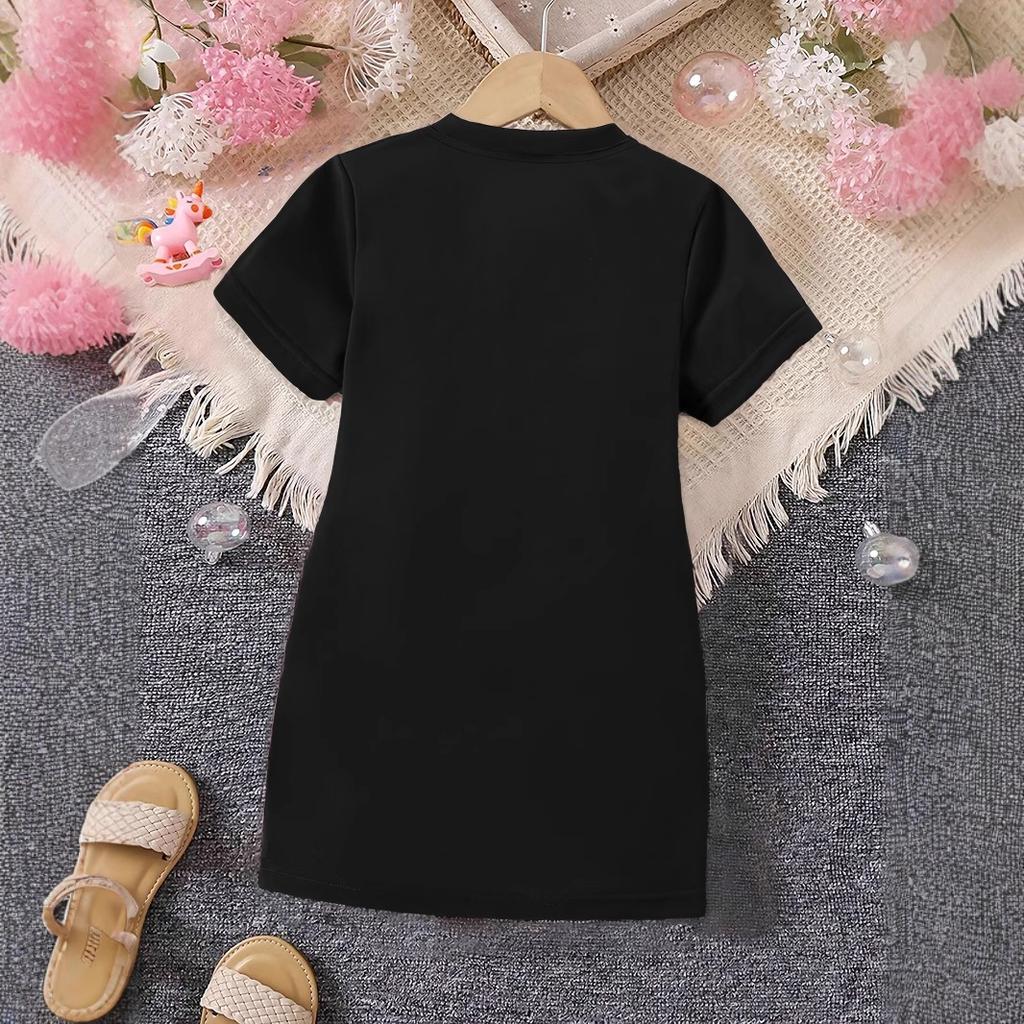 Girls' Sunflower Pattern T-Shirt Dress for Summer, Children's Casual Dress