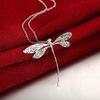 Dragonfly Anheng Halskjede Kvinner Sølv Insekt Choker Valentinsdag Smykker Gave til Daglig slitasje Fester Tilbehør