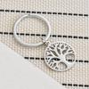 Round Hollow Stainless Steel Keychain Minimalist Geometric Design Fashion Bag Pendant Practical Student Keyring