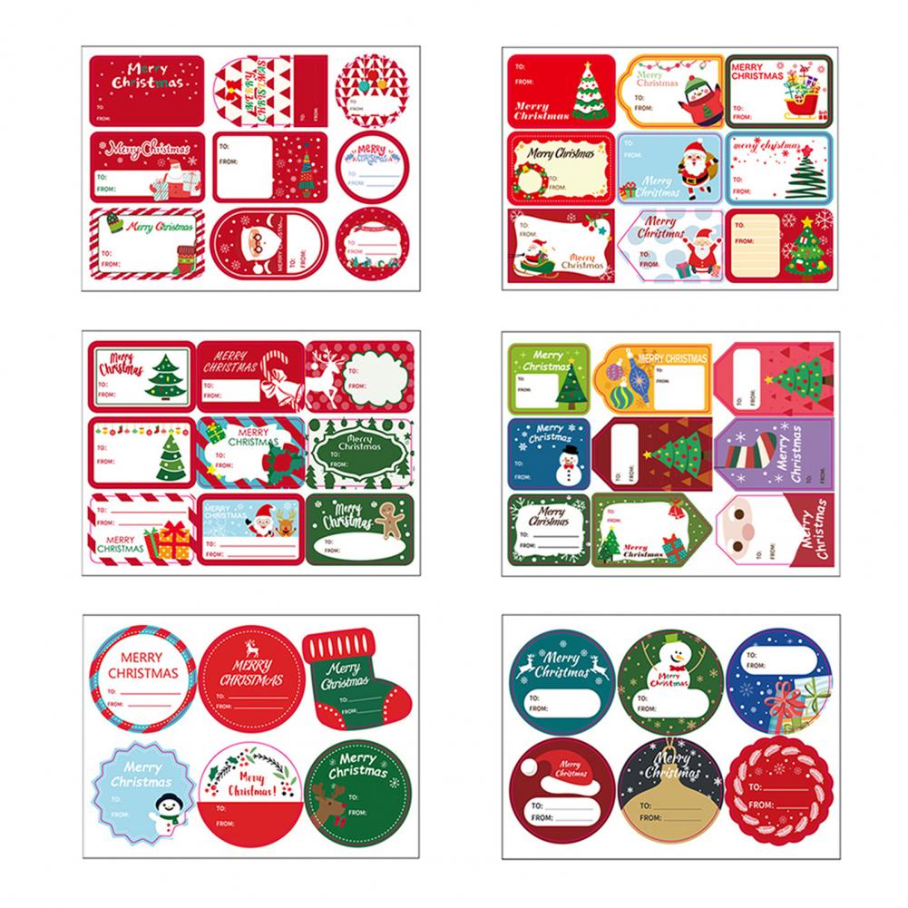 2 Bögen Frohe Weihnachten Dekorative Aufkleber zum Einpacken von Geschenken Weihnachtsgeschenk Selbstklebendes Papier Namensschild-Aufkleber Schneemann