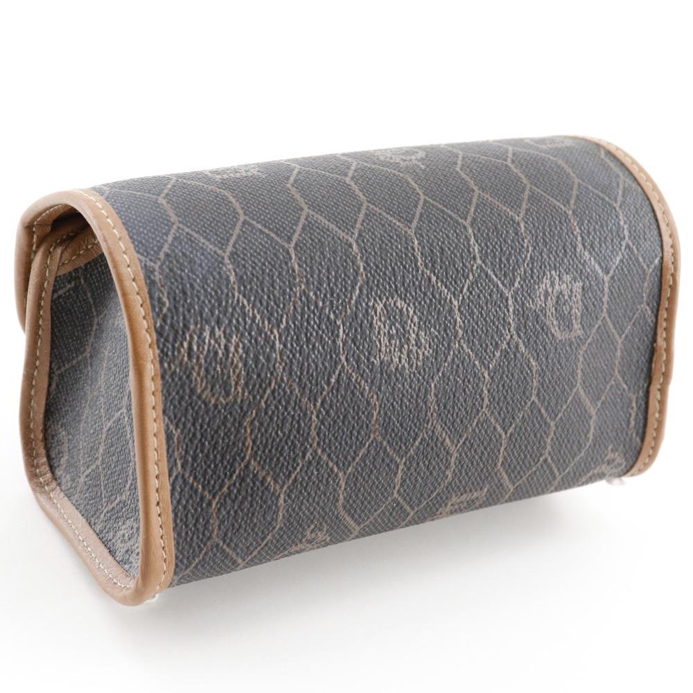 Dior Honeycomb Pattern Pouch Novelty Brown PVC Unisex Used