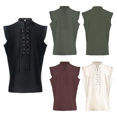 Mens Retro Gothic Sleeveless Jacket Medieval Costume  Vest Top Waistcoats