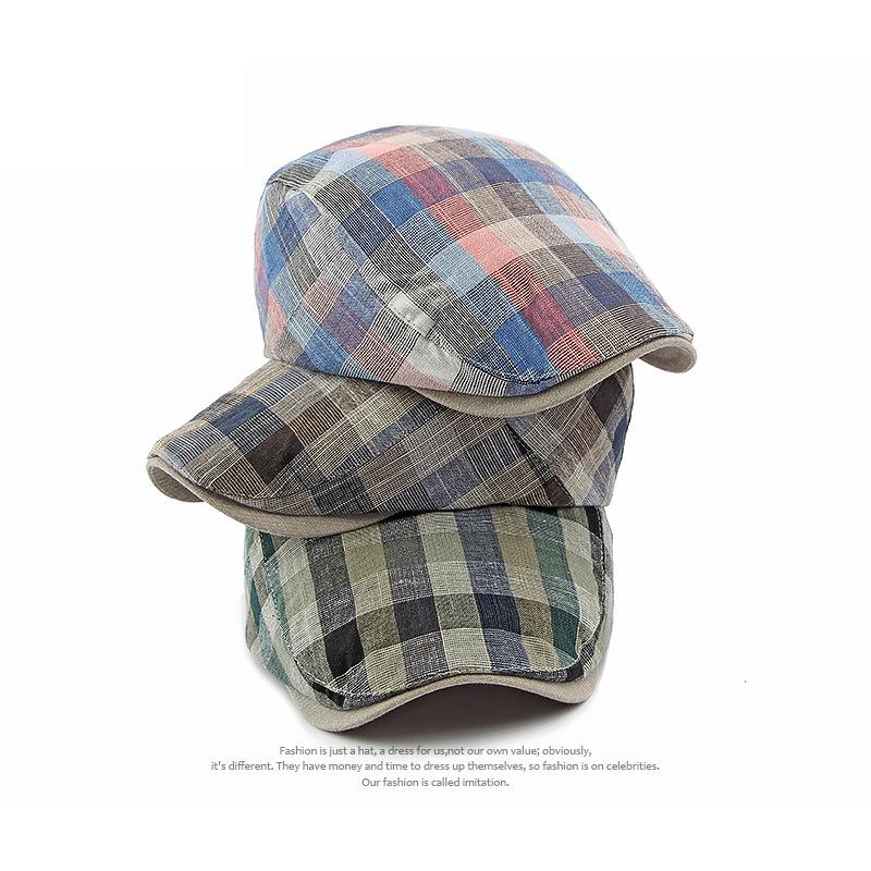 Beret w kratę, męski i damski, kapelusz przeciwsłoneczny, brytyjski, zabytkowy, czapka typu Forward, czapka z daszkiem, czapka gazeciarza, czapka z daszkiem, czapka kierowcy, czapka Ivy, czapka Gatsby'ego, malarza