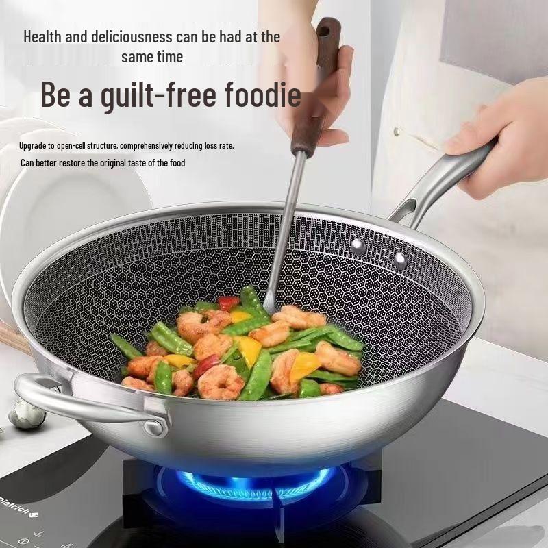 Stainless Steel Non-Stick Wok for Induction and Gas Cooking