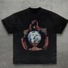 Retro Cat Graphic Tee, Gifts For Cat Lovers, Spooky Wizard Cat T-Shirt for Men Women, Cute Funny Meme Shirt, Gothic Halloween Cat Top