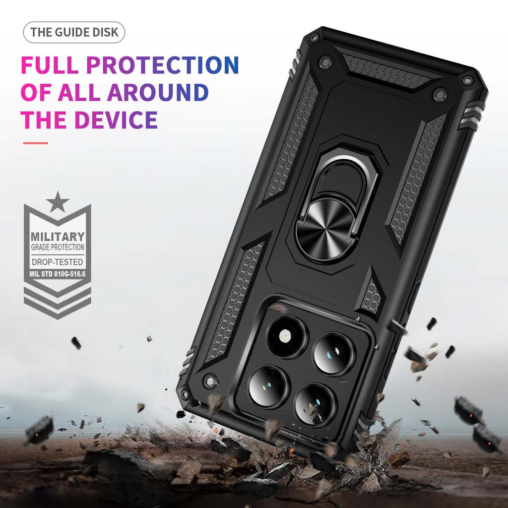 For Xiami Mi 14T Pro Shockproof Folding Armor Case For Xiami Mi 14T Stand Holder Ring Cover