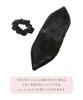 VINGTAINE Velvet Ribbon Scrunchie Hair Women's Tie, 2-Way, Detachable, Elegant, H7930-BLACK