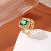 European American High-end Gem Ring Women Niche Light Luxury Zircon Open Adjustable Finger Jewelry Gift