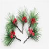 Artificial Pine Needle Greenery & Red Berry Bouquet for Holiday DIY & Gift Packaging