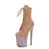 20CM sexy Splicing Übergröße Super High Heel Schnürstiefeletten Laufsteg Bühnenauftritt Stiefel Nachtclub Tanzschuhe