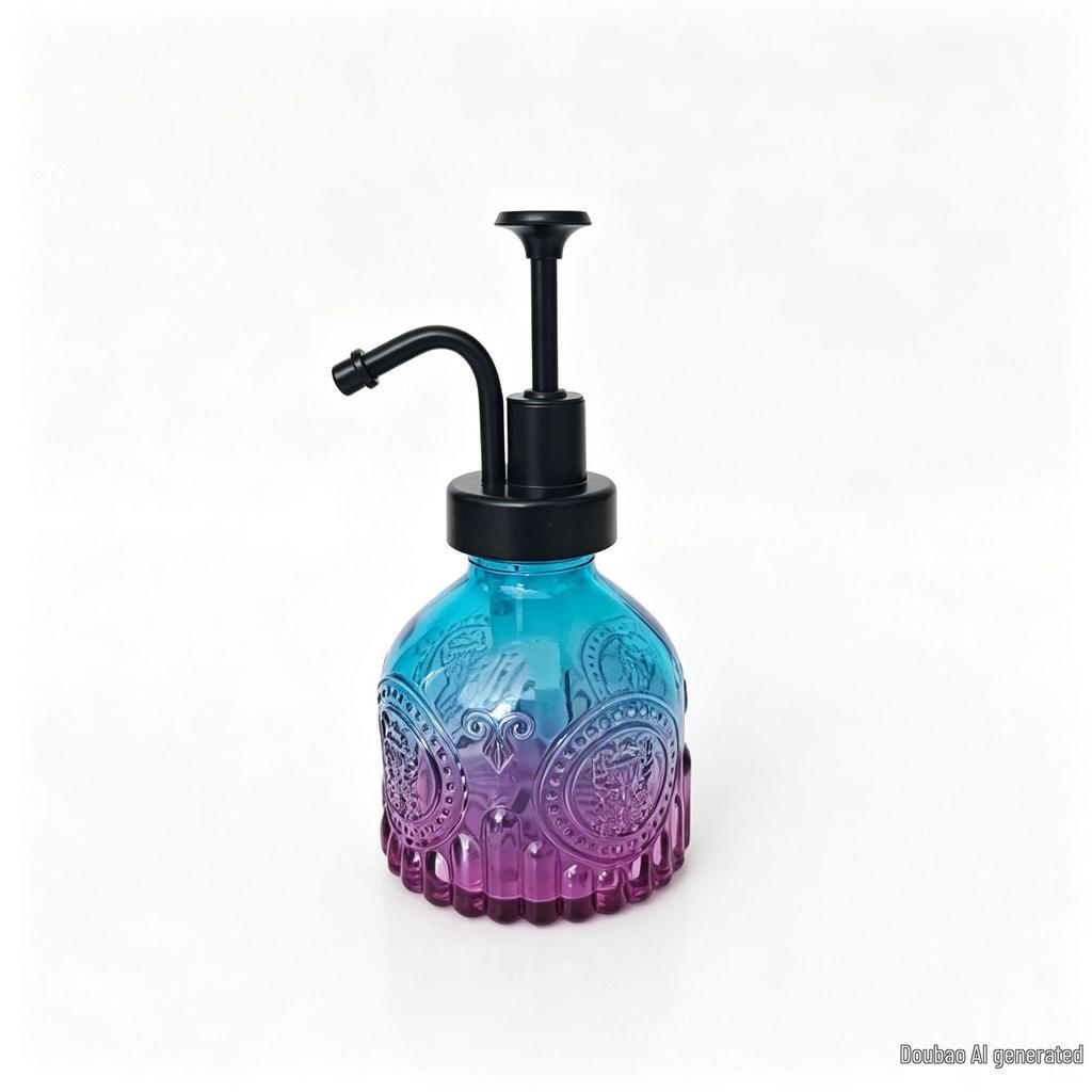 Retro Embossed Glass Spray Bottle – Small Pressure Watering Can for Garden & Home Flowers