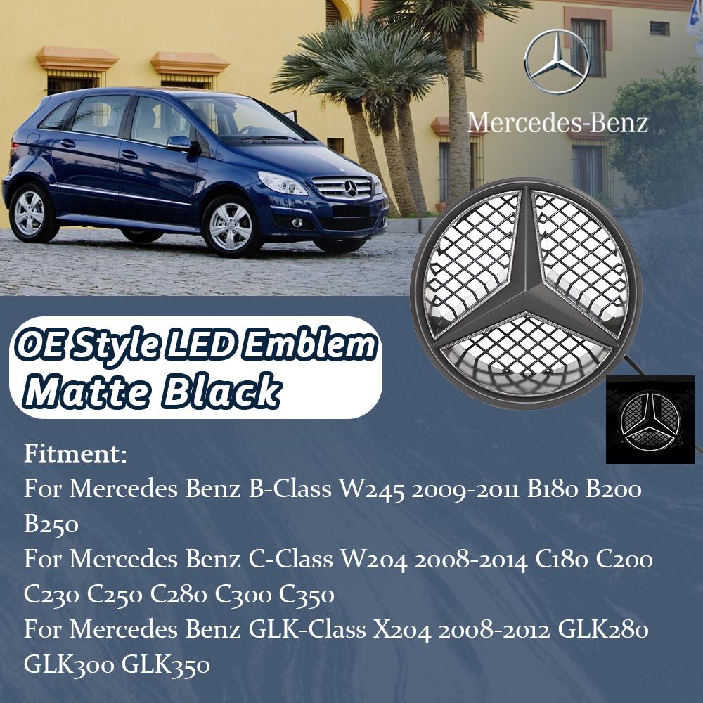 Emblemas Cromados Pretos Estilo OE Para Mercedes Benz B C GLK W245 W204 X204 ABS de Alta Qualidade Grelha Frontal Emblema Estrela Iluminada Logo