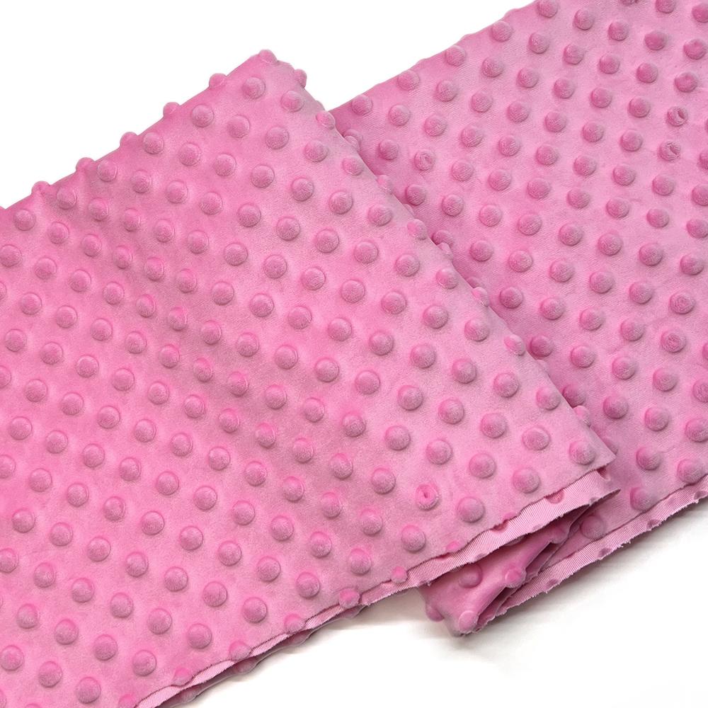 Minky Dot Fabric For Baby Comfort Blankets 1mm Pile Length Polyester Single Sided Swaddle Baby Crying Comfort Plush Fabric
