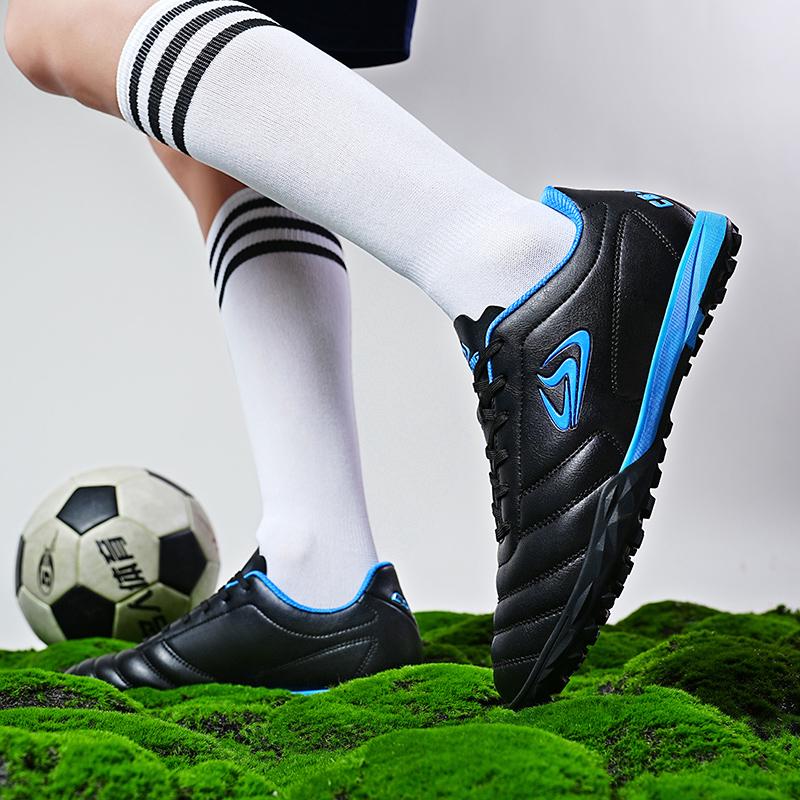 32-44 Kids Football Boots Rubber Soft Sole Short Nails Artificial Turf Leather Youth Kids Football Shoes Men's Sports Large Size Football Shoes