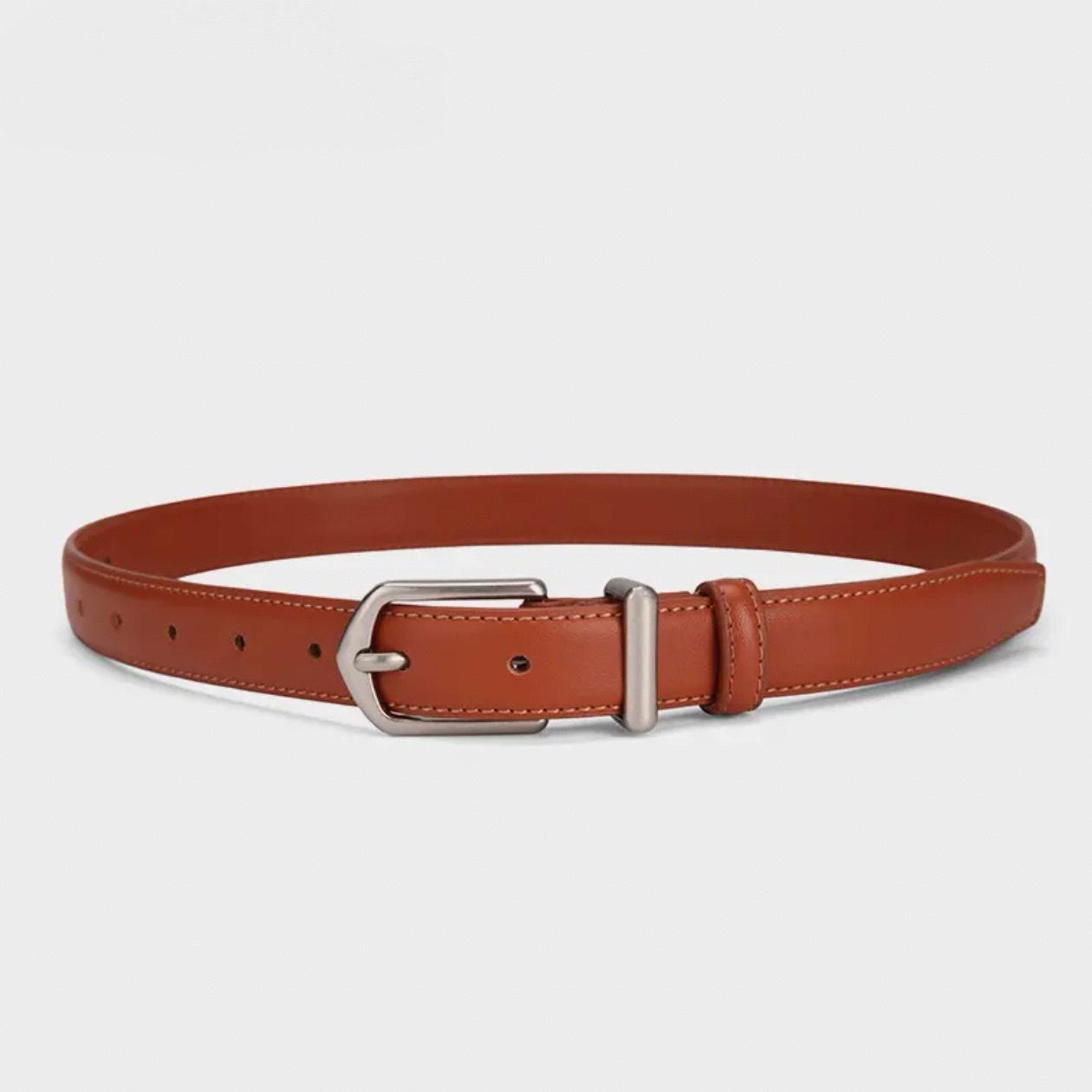 

Women s High-End Minimalist Leather Belt - Black, Versatile Fashion for Casual Pants & Jeans 100cm (48-55kg) красный/коричневый