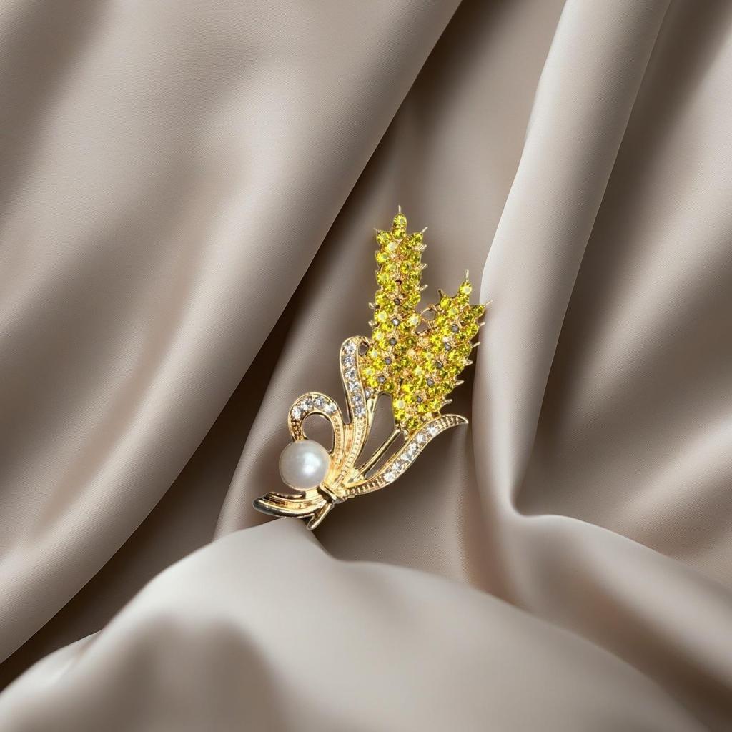 Broșă Aurie de Grâu High-End pentru Femei - Accesoriu Versatil pentru Sacou și Pin Anti-Expunere