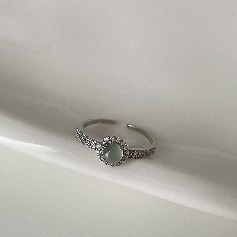 New Chinese Cold Feeling Chalcedony Gourd Water Drop Ring Female Personality Light Luxury Retro Elegant Versatile Ring Ring