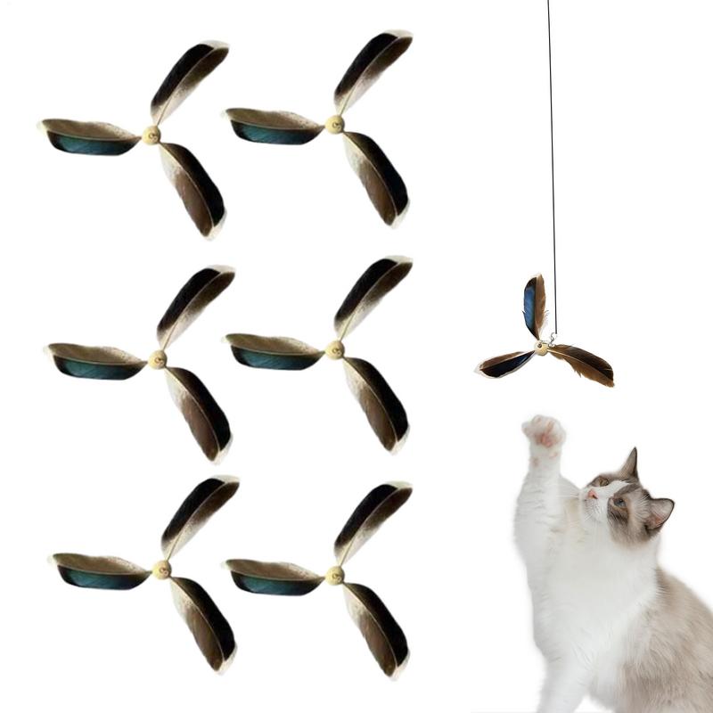 Katzenfeder Spielzeug Nachfüllung Interaktives Katzenspielzeug Katzenfederstab Set mit 6 Verschleißfeste Katzenfedern Nachfüllspielzeug Interaktiver Teaser