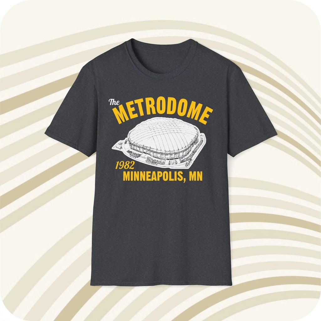 Throwbackmax The Metrodome 1982 Classic Cut Football T Shirt - Minnesota Vikings