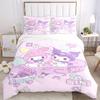 3pcs Casual My Melody & Kuromi Bedding Set - 1 Soft Quilt Cover + 2 Pillowcases, Machine Washable - Suitable for All Seasons, Perfect Gift F