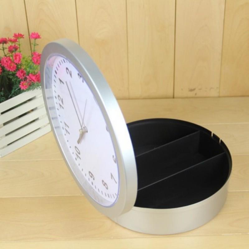 Silent Wall Clock with Hidden Storage for Home Decor