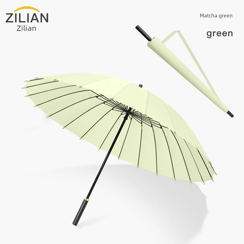 24-Rib Long-Handle Automatic Umbrella, Large Size for Men and Women, Reinforced Straight Umbrella, Windproof Advertising Business Umbrella
