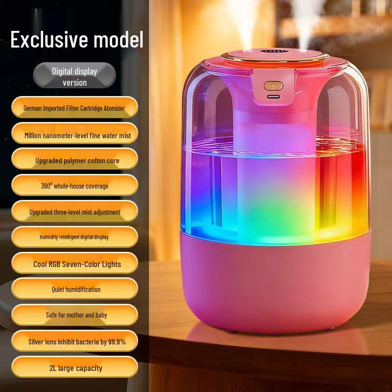 2025 Silent Home Air Humidifier: Large Capacity, Indoor Moisturizer, Ideal for Bedroom and Pregnant Women