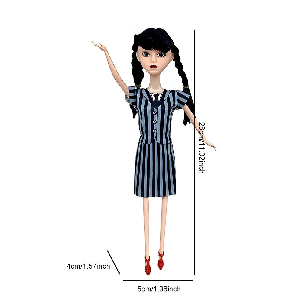 The Wednesday Addams Figure Doll Cute Cloth Puppet Toys Wednesday Addams Family Doll with Movable Joints Halloween Decor