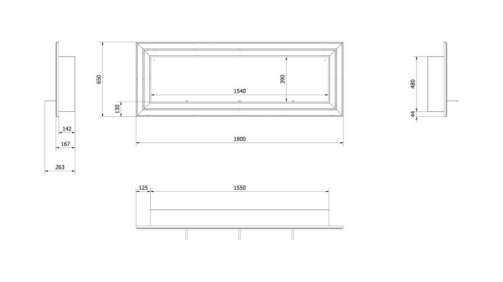 Wall Mounted Bioethanol Fireplace JULIET 1800 TÜV